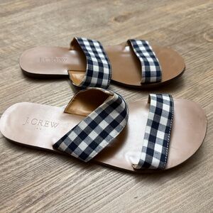 J.Crew Blue Gingham Strapped Spring Summer Sandal Size 6